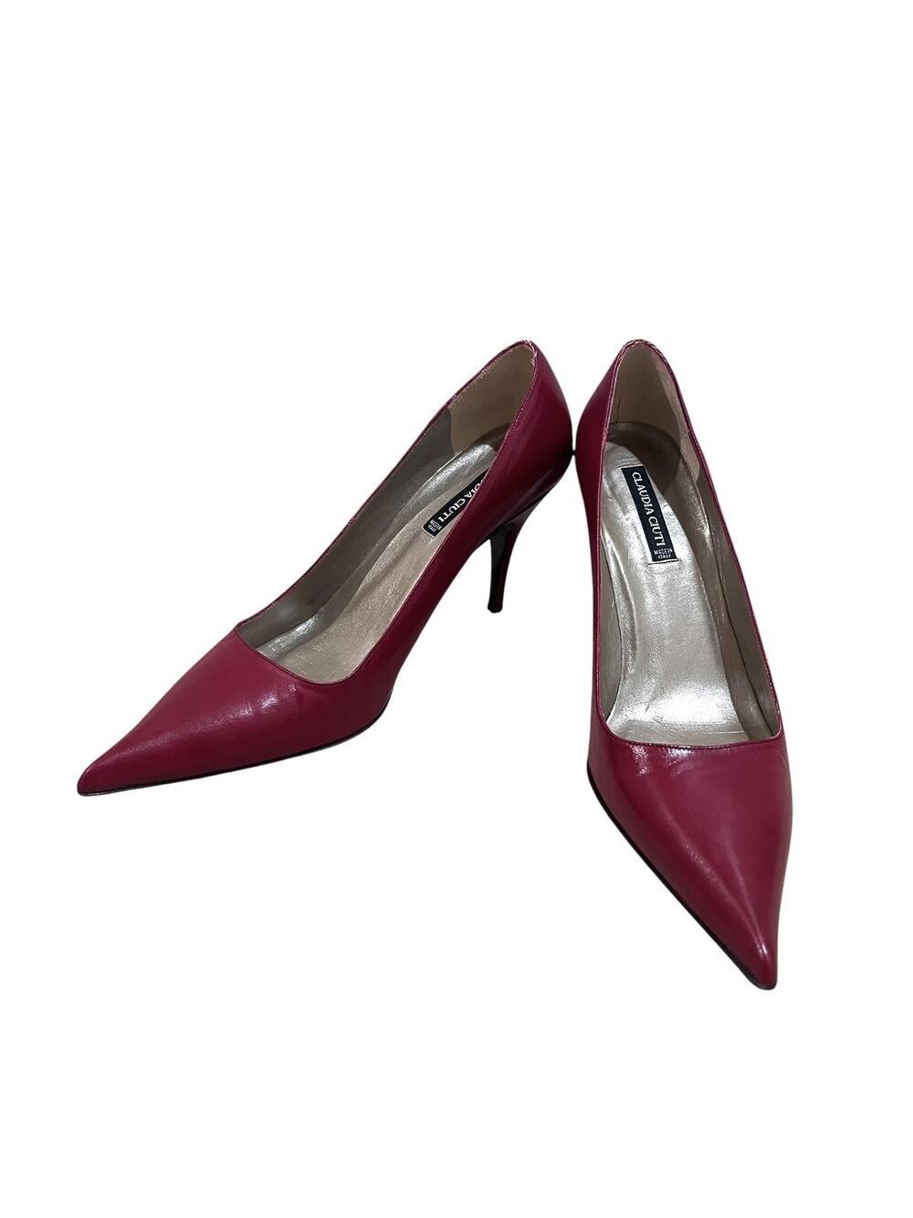 Claudia Ciuti Shoes Womens Size 7 Dark Red Leather Pointed Toe Pumps Italy